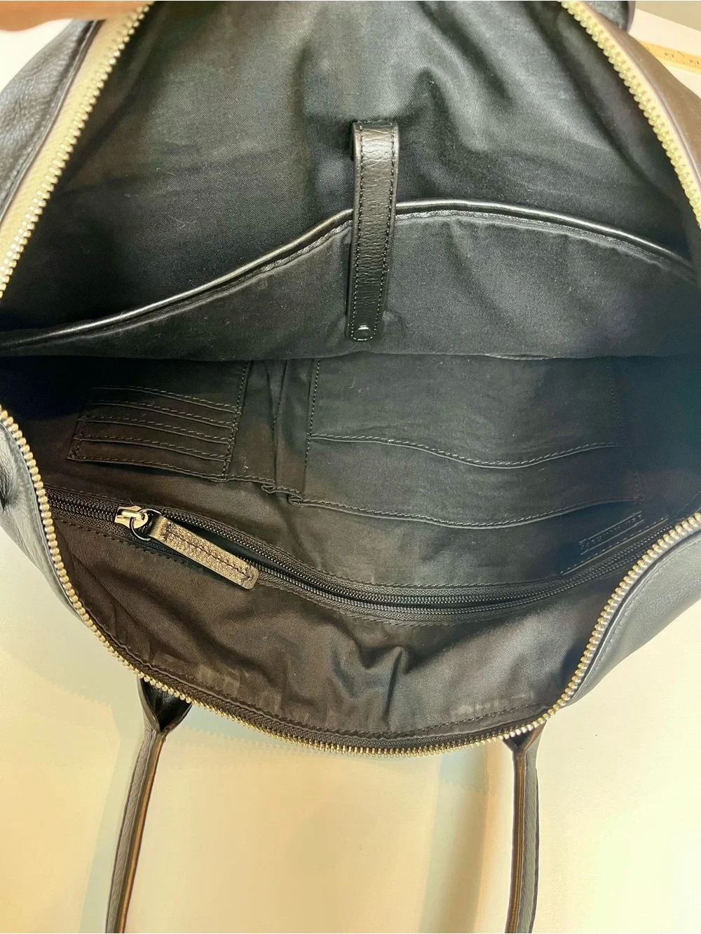 Ben Minkoff Black Leather Large Tote Work Laptop Bag Missing Strap